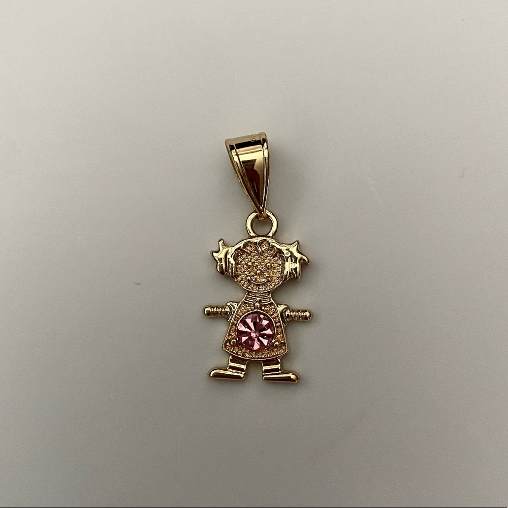 February (Amethyst) Gold Plated Girl Pendant